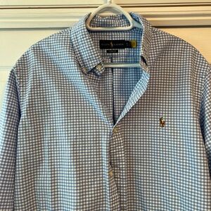 XL Ralph Lauren blue & white plaid button down shirt